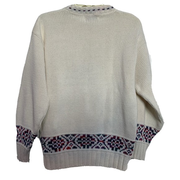 Vintage Winona Knits Snowflake Sweater Winter White Cotton Crewneck Pullover M - Picture 2 of 12